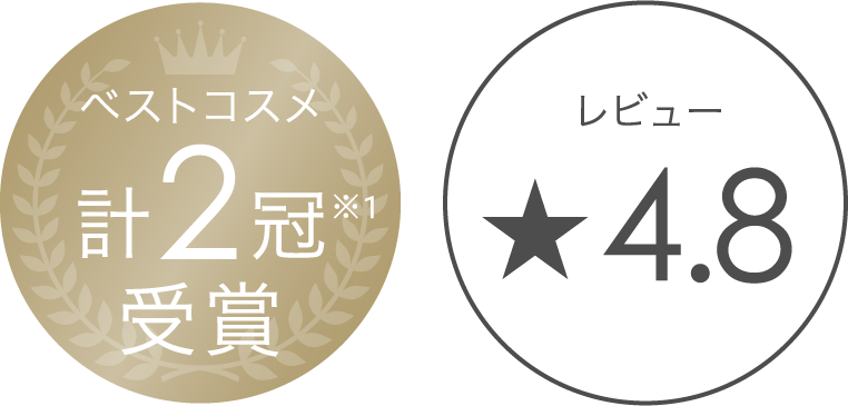 ベスコスメ計2冠1受賞、レビュー4.8